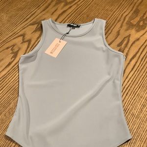 Grey high neck, sleeveless thong, bodysuit